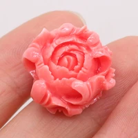 best selling new product pink rose petal shaped coral through hole beads for making diy bracelet necklace size 20mm 10pcspack