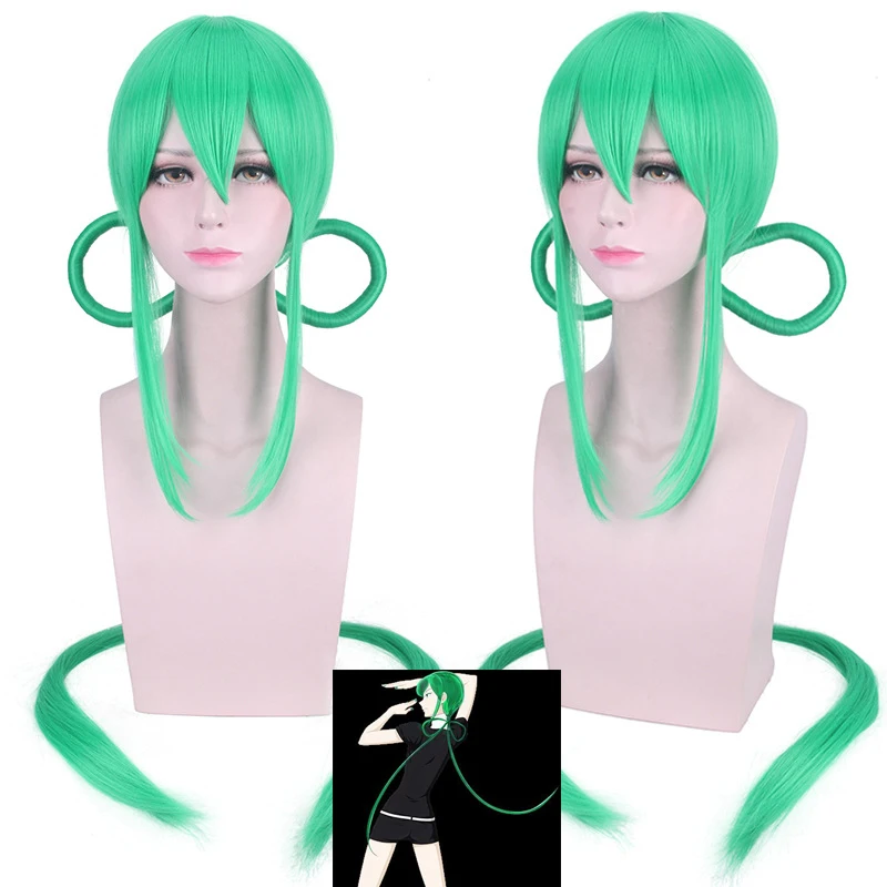 

Anime 100cm Land of The Lustrous Jade Cosplay Costumes Wig Ponytail Houseki No Kuni Long Green Wigs Fiber Fake Hair