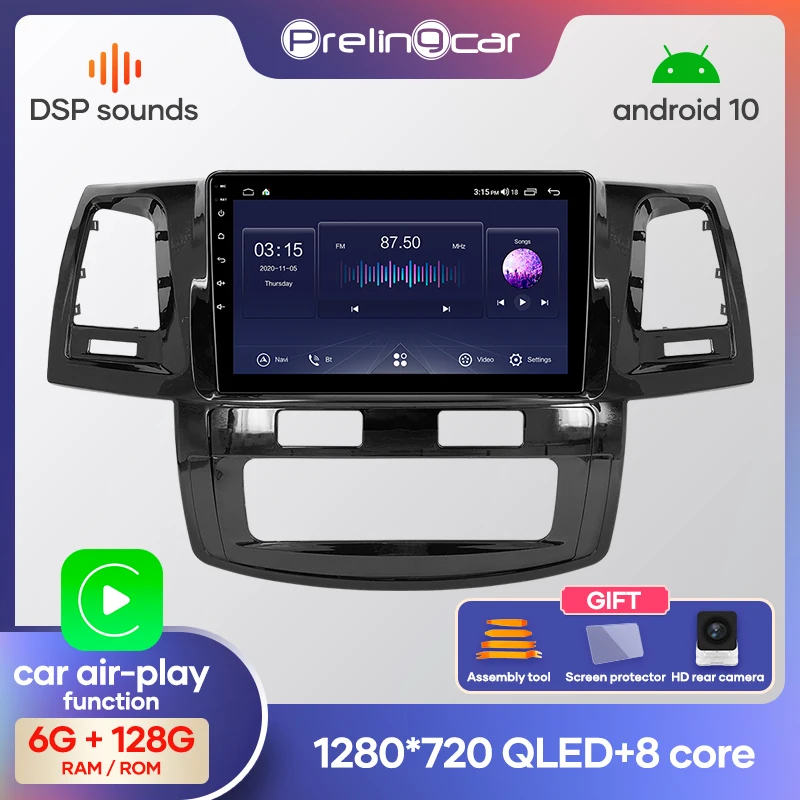 Автомагнитола Prelingcar Android 10 0 мультимедийный видеоплеер с GPS навигацией для Toyota