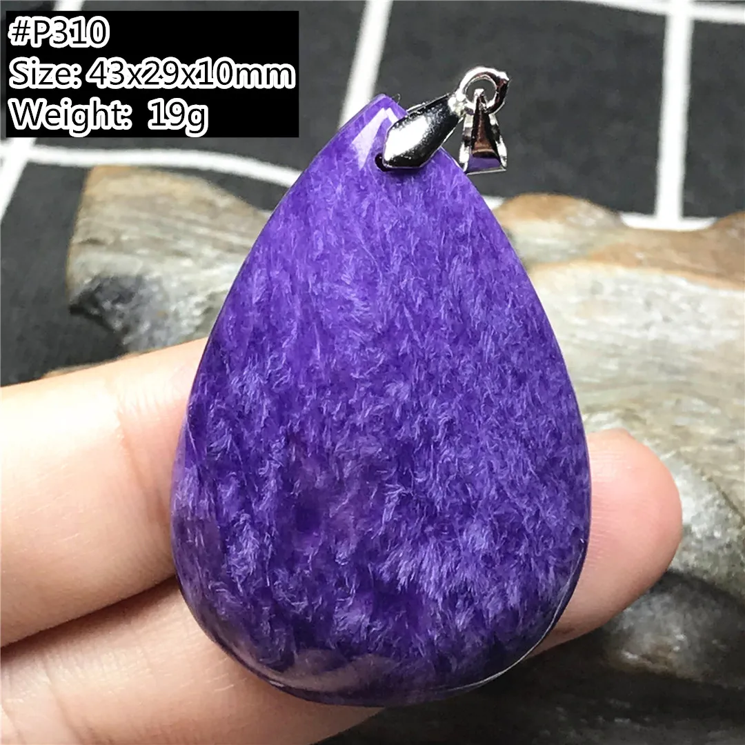 

Top Natural Purple Charoite Crystal Pendant For Women Men 43x29x10mm Healing Love Luck Gift Beads Stone Silver Jewelry AAAAA