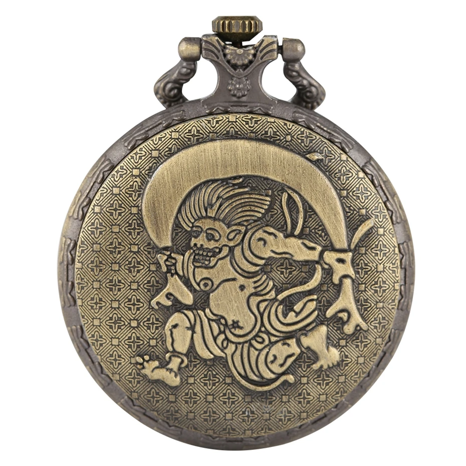 

Antique Bronze No Cover Pocket Watch Round Dial Arabic Numerals Quartz Pocket Watches Necklace Chain Unique Back Cover Pendant