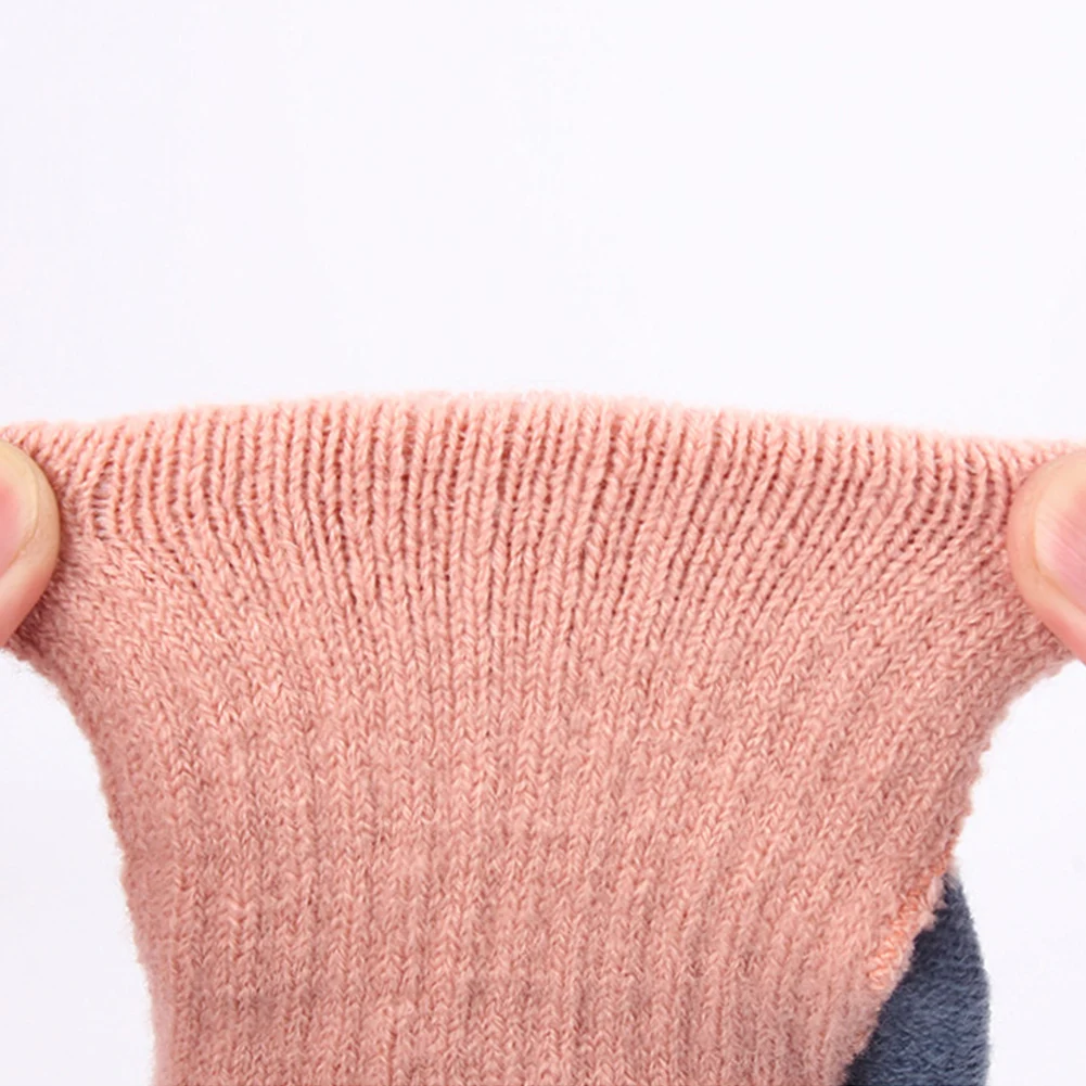 

Women Knit Gloves Winter Bowknot Double Layer Touch Screen Full Finger Knitted Gloves Mitten Soft Thicken Stretch Ladies Mittens