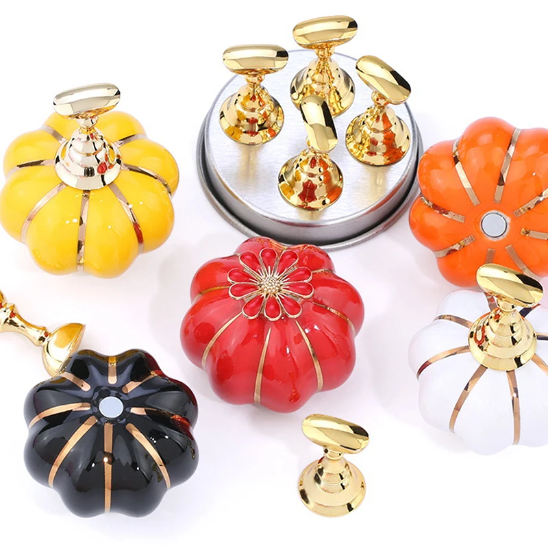 

False Nails Pumpkin Magnetic Nail Art Tips Holders Display Stand Nail Mount Stand Showing Design Practice Manicure Tools