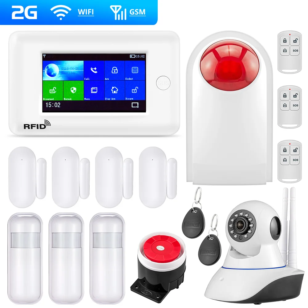 2Gkit2 Новое поступление PG106 2G 3g большой экран GSM WiFi домашняя система охранной сигнализации IP камера Поддержка приложение управление RFID карта - Цвет: 2Gkit2