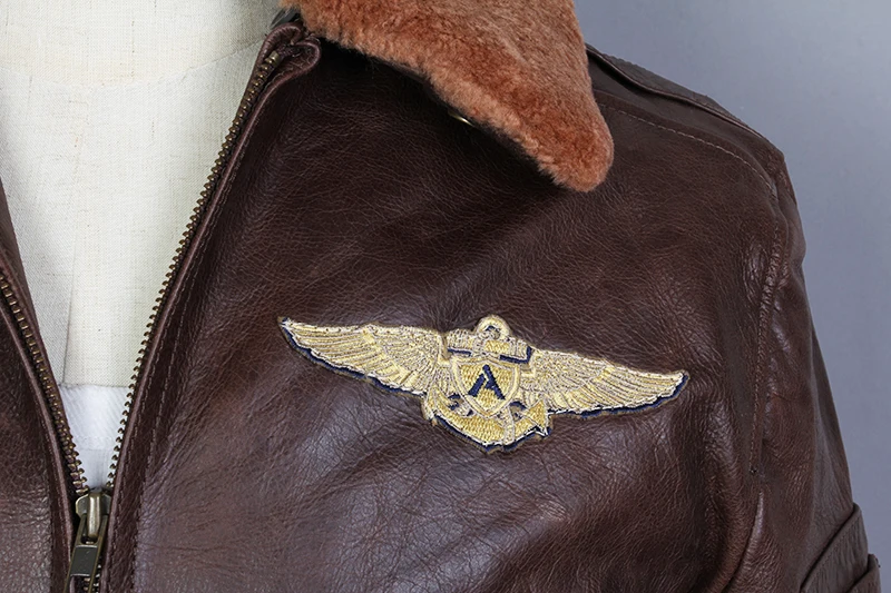 Мужская куртка бомбер из натуральной воловьей кожи с меховым воротником|Мужские