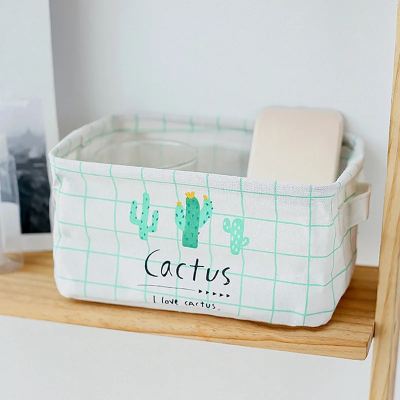 

Square Cotton And Linen Storage Basket Folding Cactus Desktop Storage Baskets
