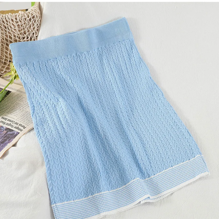 

Summer Knitted 2 Piece Set Women Short Sleeve Knit T Shirt + Mini Bodycon Skirt Two Piece Sets Korean Fashion Outfits