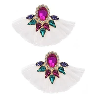 zhini bohemian tassel earrings for women 2020 10 colors vintage statement earring zircon fan dangle earring jewelry gift brincos