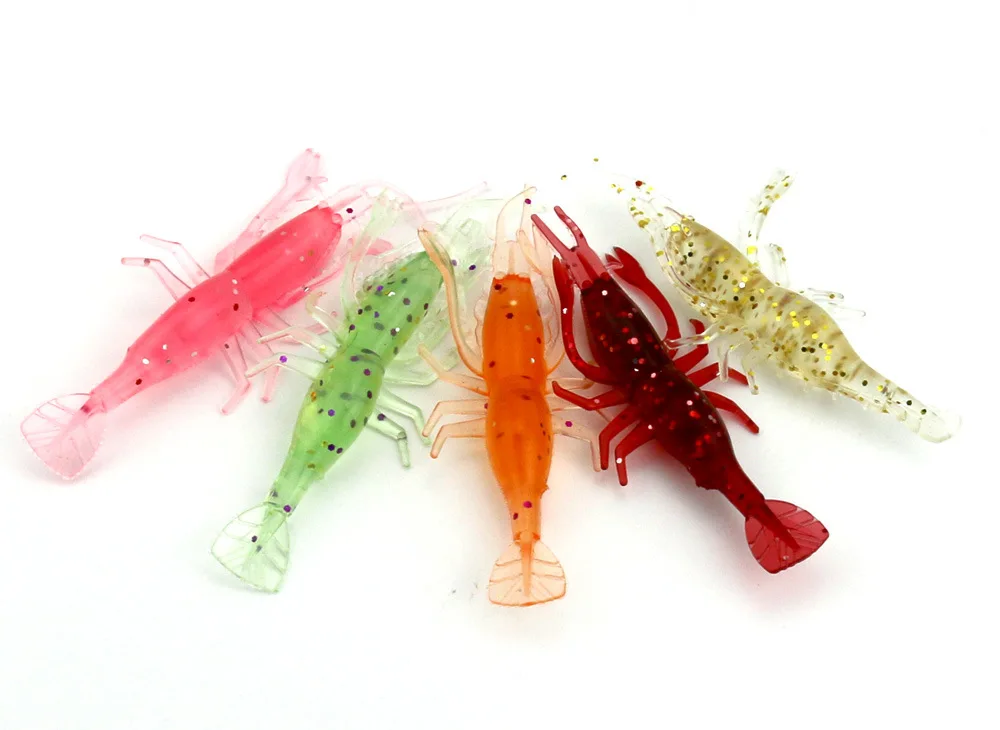 8Pcs Lure small shrimp type soft bait Fishing Lures Soft Plastic Bait Prawn Shrimp 8CM/3.6G | Спорт и развлечения
