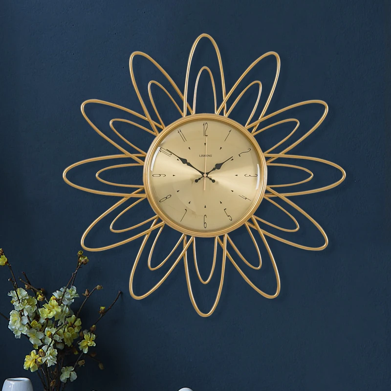 

Large Nordic Wall Clock Mechanism Gold Luxury Wall Watches Home Decor Creative Silent Wall Clocks Living Room Decoration Gift