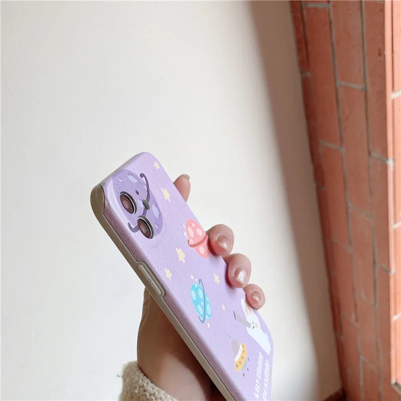 

Purple Planet Rabbit Phone Case for iPhone 12 Mini 11 Pro Max case Cute Silicone cover For iPhone XR X XS 7 8 Plus 7Plus case