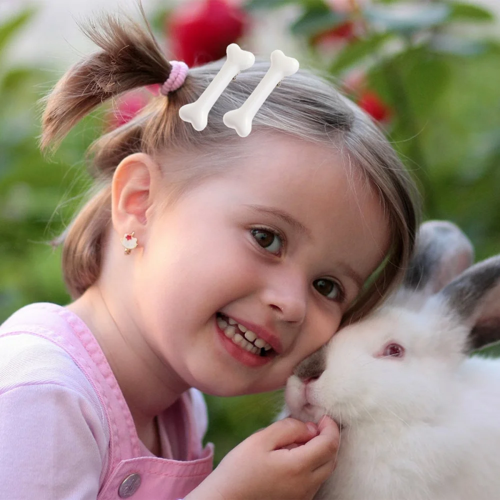 

4pcs Hair Clips Artificial Dog Bone Hairpins Luminous Bobby Hair Accessories for Kids Girls