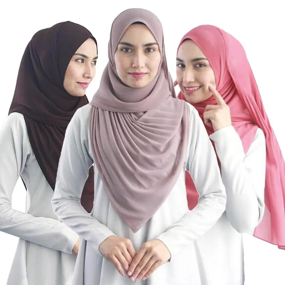Новый Хиджаб для мусульманок длинный шарф шаль обертывание морщинка складки
