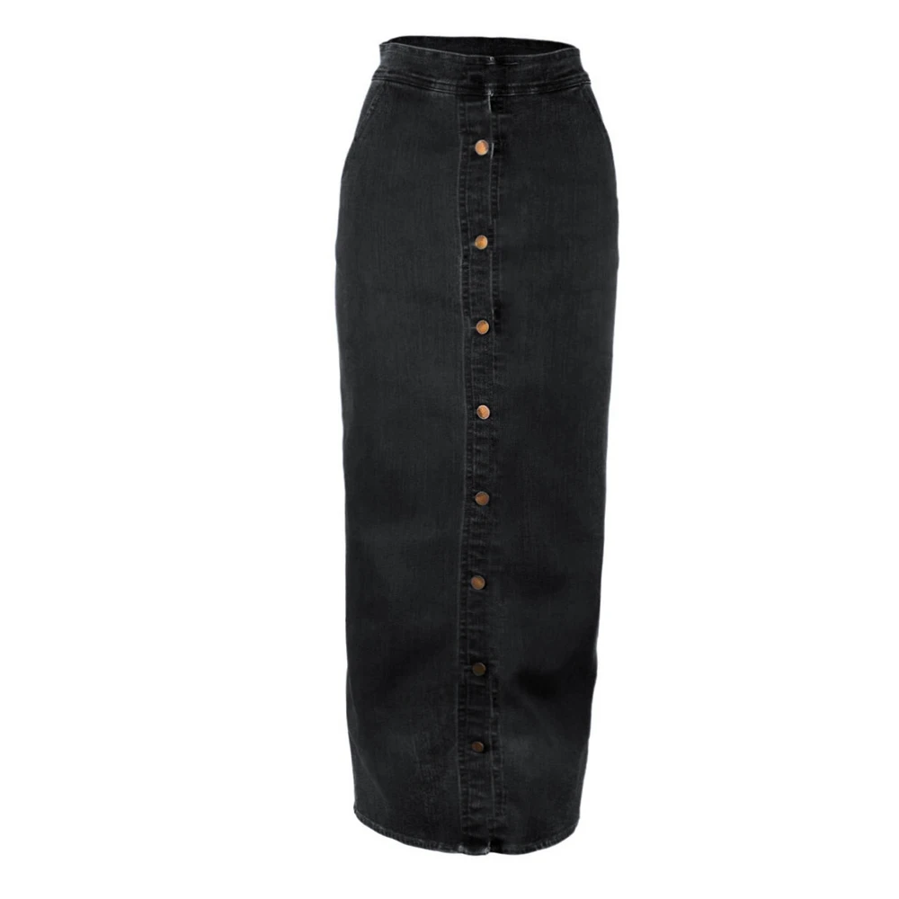 Мусульманская джинсовая юбка с высокой талией и пуговицами Длинные исламские