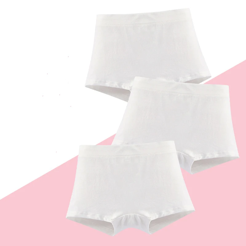 3pcs boxers girls 3 шт./упак. детское нижнее бельё для девочек одноцветное Цвет Белые шорты из хлопка для девочек; боксеры для мальчиков, шорты, нижнее белье трусы-плавки для мальчиков ясельного возраста, Трусы-шорты, новинка - Цвет: 3pcs boxers girls