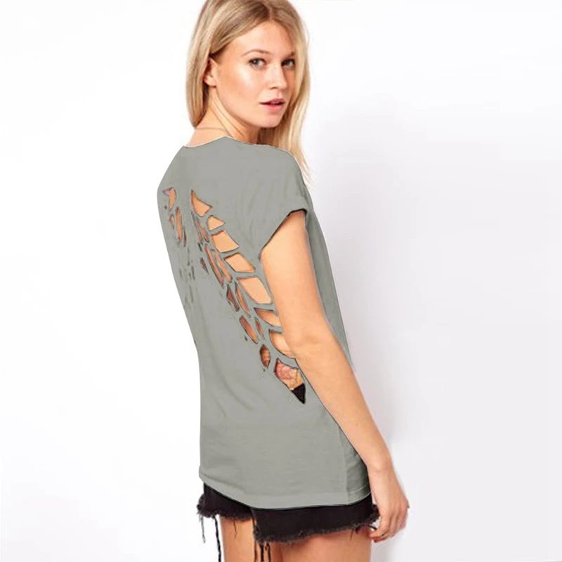 Летняя футболка для девочек повседневная женская обувь в стиле панк лазер с