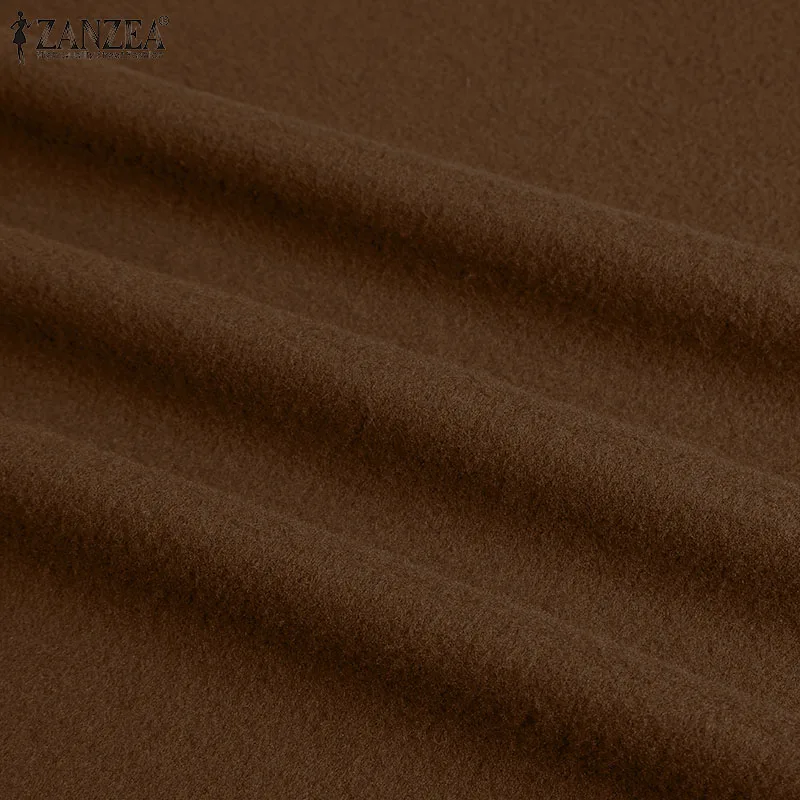 

Female Solid Lapel Woolen Coat Womens Autumn Winter Coats ZANZEA Fashion Irregular Cardigans Casual Office Lady Jackets Oversize