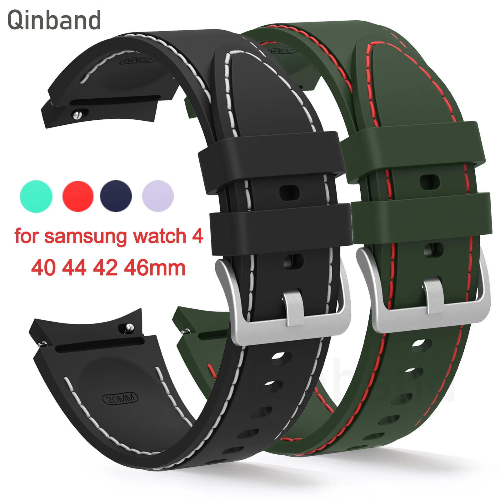 

20mm Sport Silicone Watch Strap for Samsung Galaxy Watch 4 44mm 40mm Band for Samsung Galaxy Watch 4 Classic 46mm 42mm Bracelet