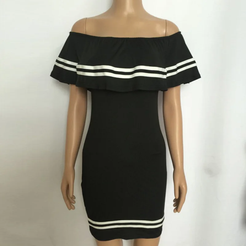 

Women Off Shoulder Short Sleeve Pencil Dress Summer Slash Neck Mini Bodycon Dresses Ladies Ruffles Sheath Beach Dress Vestidos