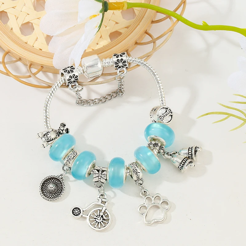 Новый дизайн Подвесные Браслеты в виде собачьей лапы на велосипеде с синими