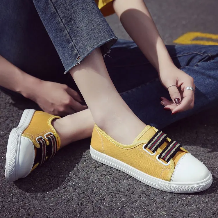 

Little white shoes women's board shoes spring summer Korean versatile student lazy elastic canvas shoes women