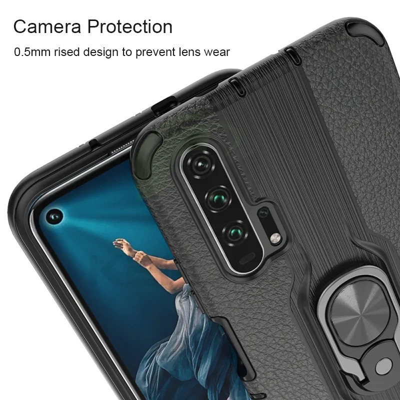 Чехол Keajor для Huawei Honor 20 Pro чехол с металлическим кольцом держателем из ТПУ +
