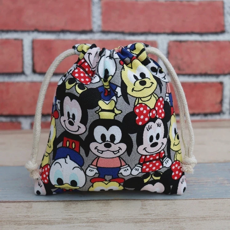 17x20 см disney Холщовая Сумка с Микки Маусом на шнурке милый кошелек для монет сумка для хранения мобильного телефона с завязками