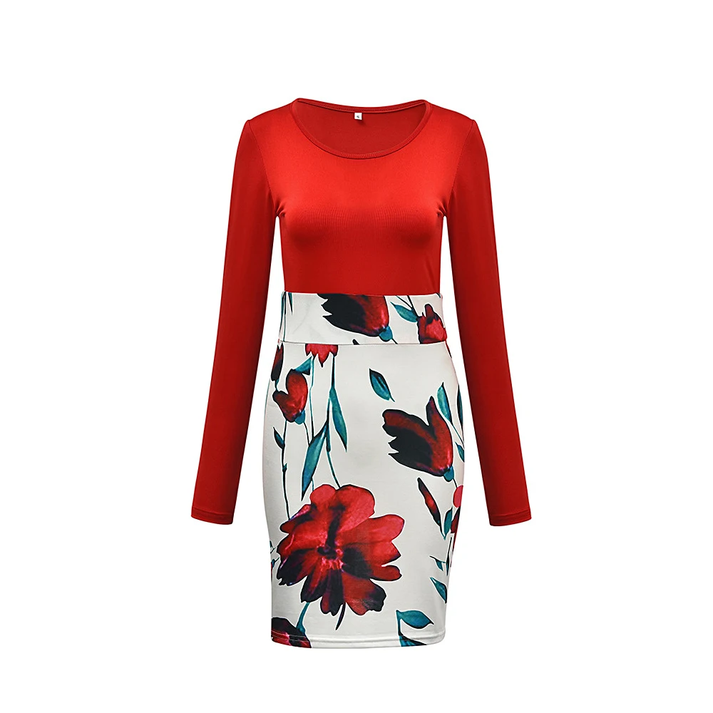 Женское облегающее платье большого размера 3xl с круглым вырезом и длинными