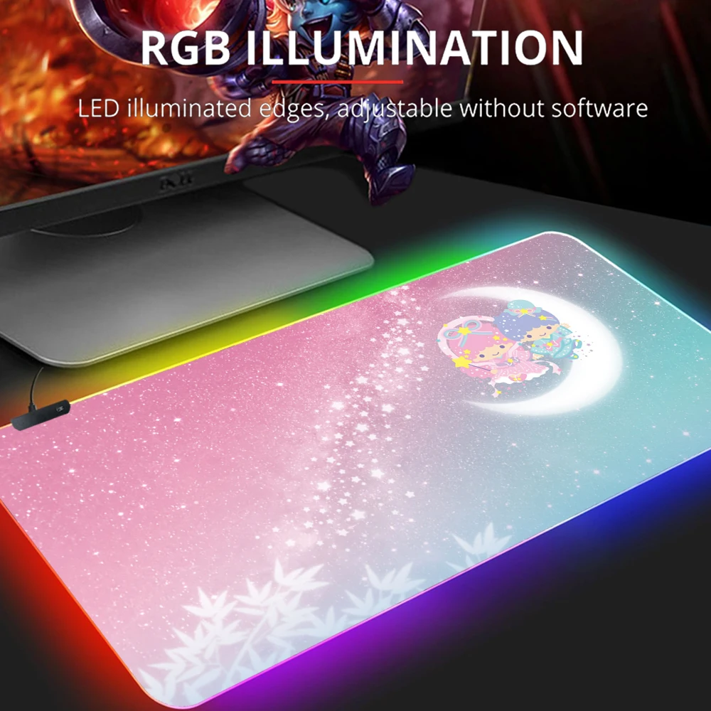 

RGB большой коврик для мыши, игровой коврик для мыши, LargeFunny, большой коврик для мыши с маленькими двойными звездами, детский компьютерный ковр...