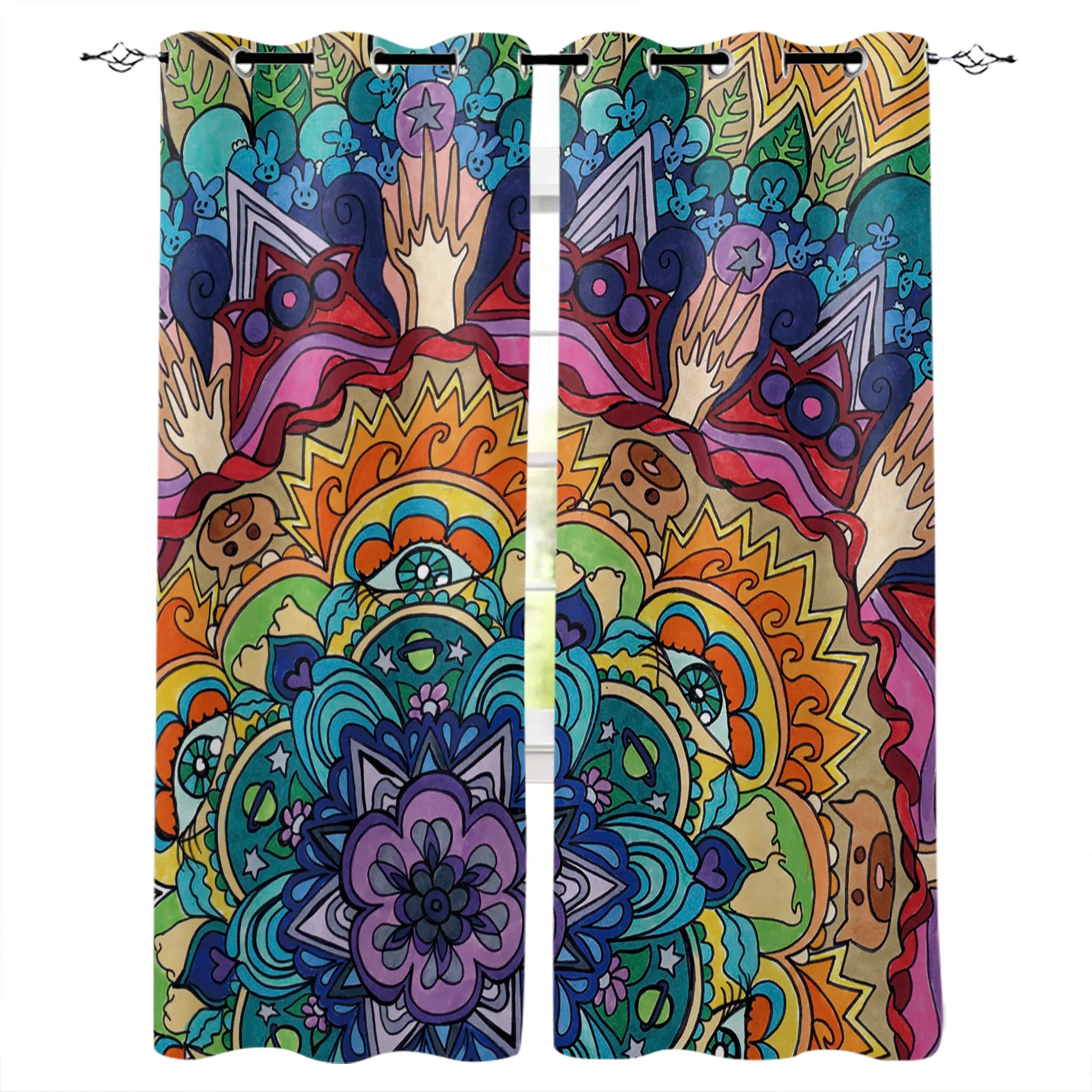 

Colorful Mandala Abstract Curtain For Kitchen The Bedroom Window Treatment Curtains for Living Room Modern Fabric Drapes