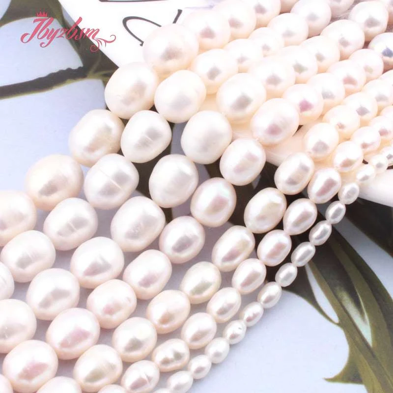 Бусины Из Натурального пресноводного жемчуга овальные белые бусины 5 6 8 9 10 мм для