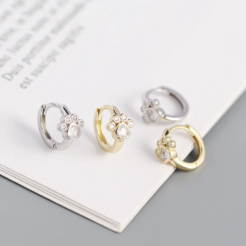 Женские серьги-кольца из серебра 925 пробы с белым цирконом