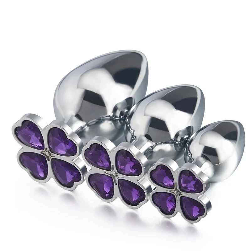 Small medium large set huge four leaf cover Metal Anal plug jewelry butt beads dildo insert BDSM vaginal Sex toy for men women | Красота и
