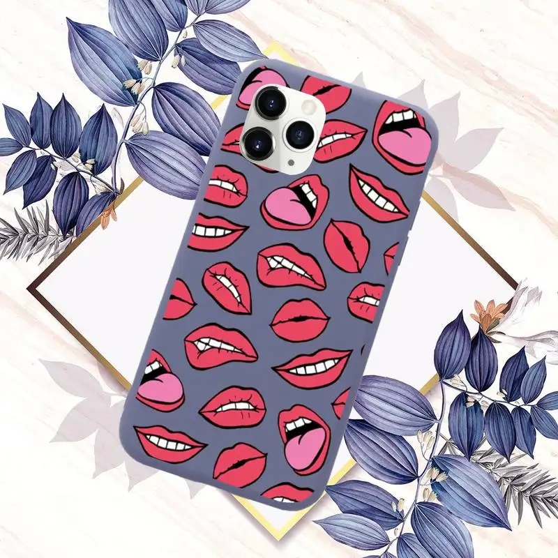 

Sexy lips lipstick Phone Case Purple Candy Color for iPhone 11 12 mini pro XS MAX 8 7 6 6S Plus X SE 2020 XR