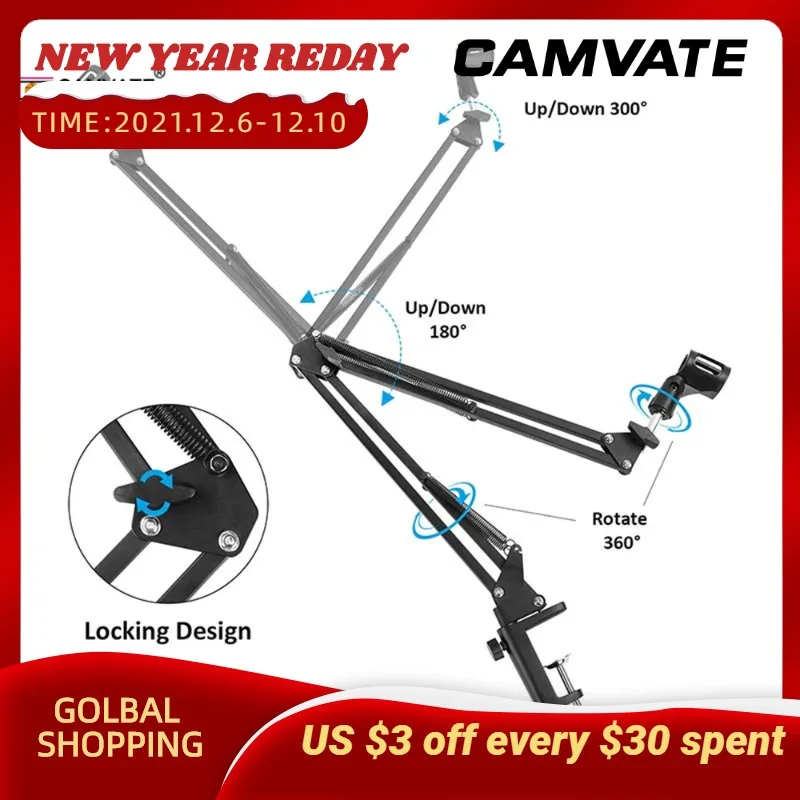 

CAMVATE Studio Condenser USB Computer NB-35 Microphone Kit With Adjustable Scissor Arm Stand Shock Mount for YouTube Voice