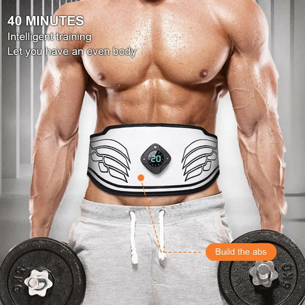 

New Intelligent Abdominal Muscle Slimming Belt Electronic Toning Universal Silicone White Trainer Belt Stimulator Fitness S9W9
