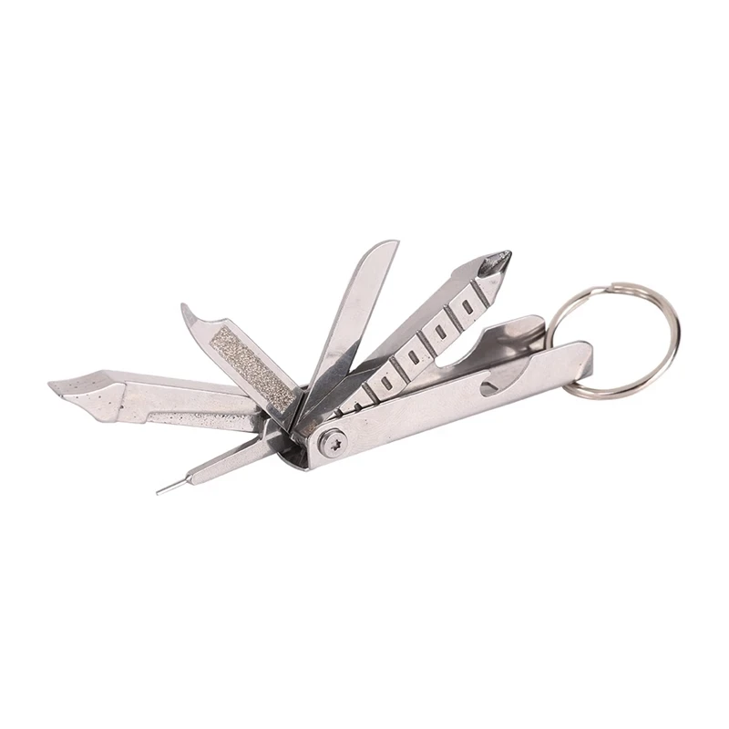 

Mini Keychain Stainless Steel Portable Screwdriver Phone Holder for Camping Picnic File Bottle Opener Multifunctional Outdoor