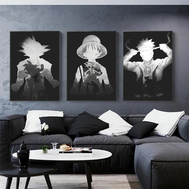 

Black and White Cartoon Anime Character Pirate Posters Printed for Living Room Home Wall Art Pictures Decoration Canvas Painting