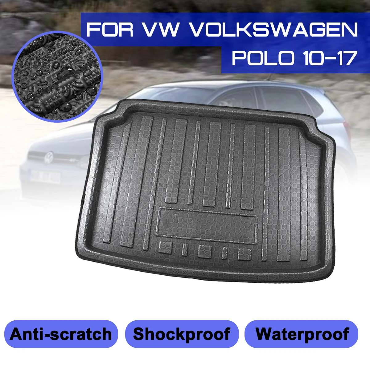 

Для VW Volkswagen Polo 2010-2017 коврик для багажника автомобиля водонепроницаемый коврик для багажника коврик для пола Коврик для защиты от грязи подн...