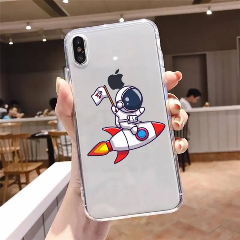 

Astronaut Planet Star Cute Cartoon Phone Case Transparent soft For iphone 5 5s 5c se 6 6s 7 8 11 12 plus mini x xs xr pro max