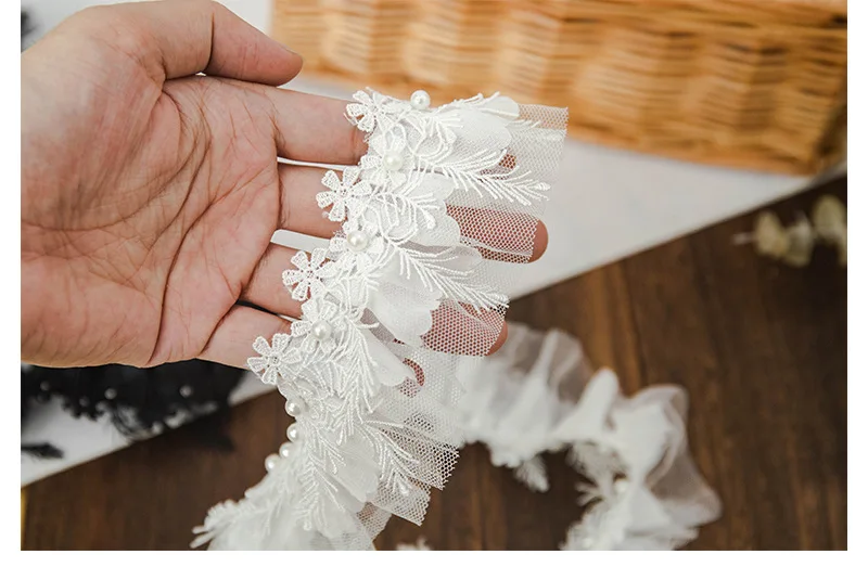 Роскошная сетчатая шифоновая кружевная ткань шириной 6 см отделанная бисером