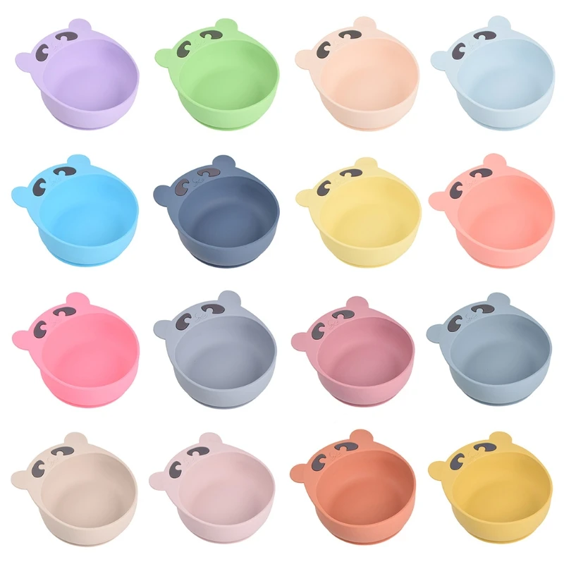 

Мультяшный медвежонок, чаша для кормления и еды, Нескользящая силиконовая тарелка на присоске, посуда без бисфенола А
