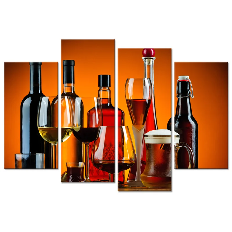 4 шт. картины на холсте вина тематические Настенный декор бокалы для алкогольных