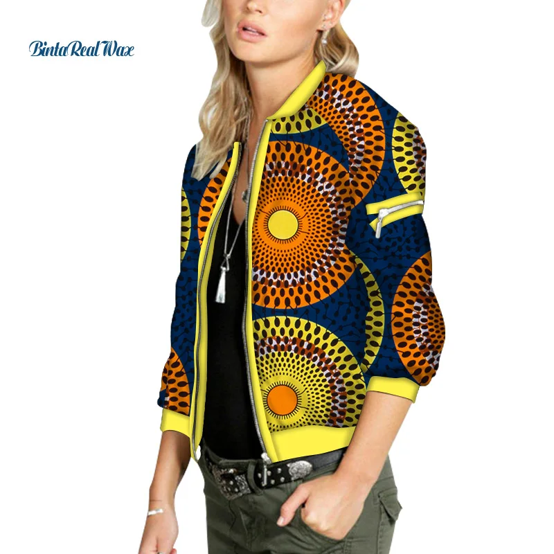 Африканский Воск для печати Курточка бомбер на молнии шнуровке в стиле ретро