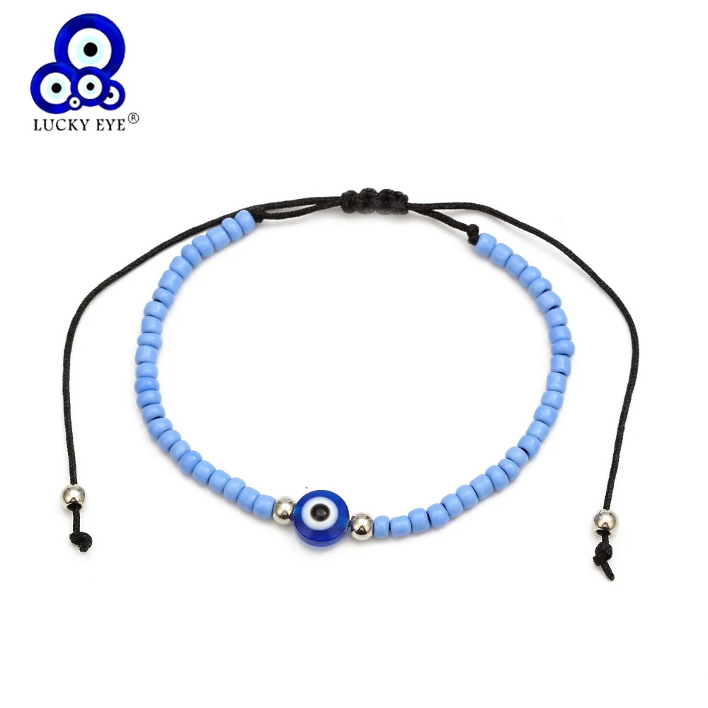 Lucky Eye Miyuki Bead синий браслет evil Плетеный Браслет цепочка Strand регулируемые