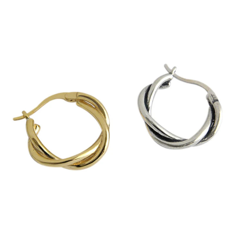 Женские серьги кольца F.I.N.S круглые Винтажные из стерлингового серебра 925 пробы с