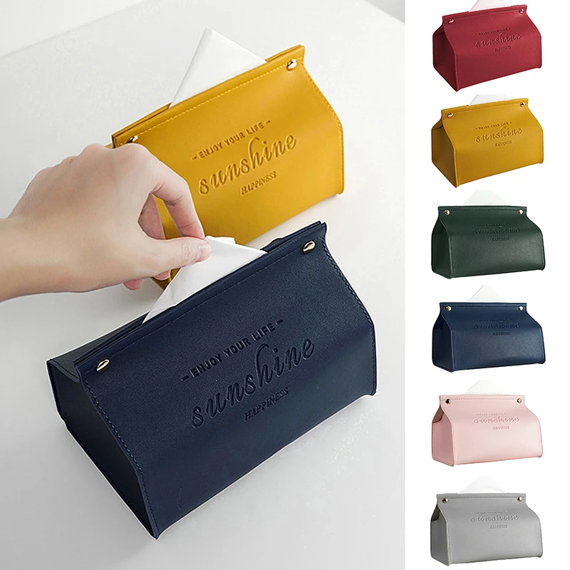 

Leather Tissue Box Car Toilet Pumping Boxes Living Room Decoration Bedroom Kitchen Desktop Nordic Large Storage Case Wholesale