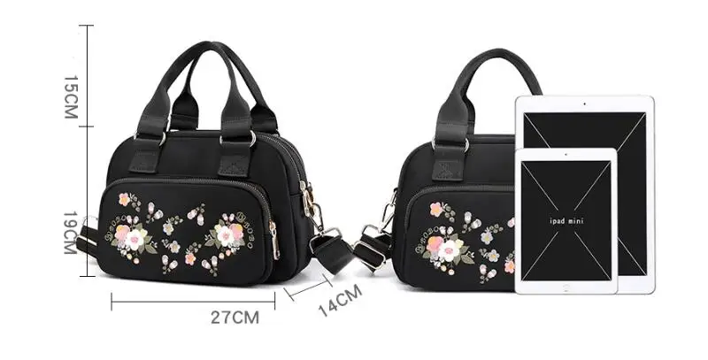 Женская сумка-мессенджер с цветочной вышивкой Маленькая нейлоновая сумка через