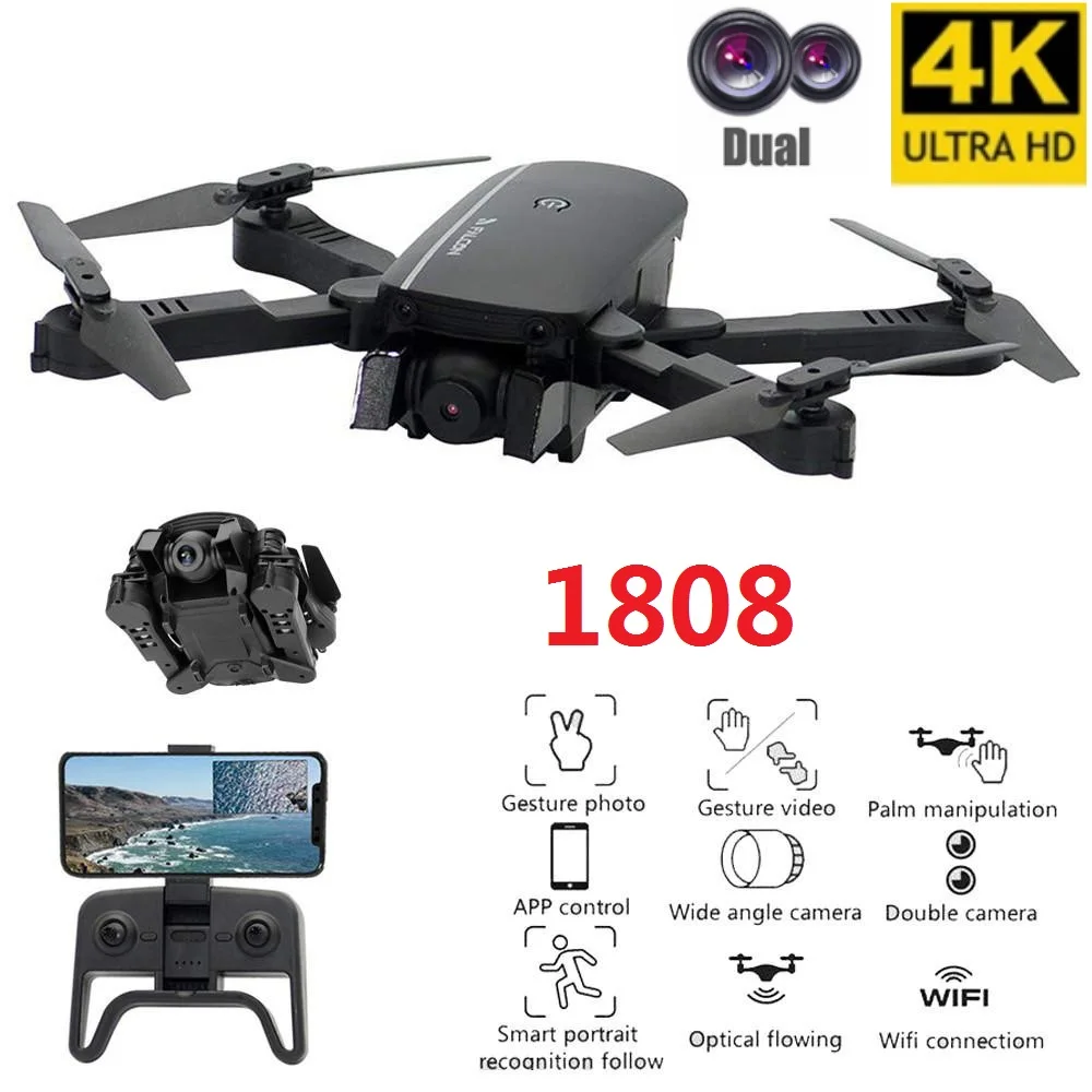 1808 RC Квадрокоптер дроны 4K HD Двойная камера Wi Fi передача FPV оптический поток