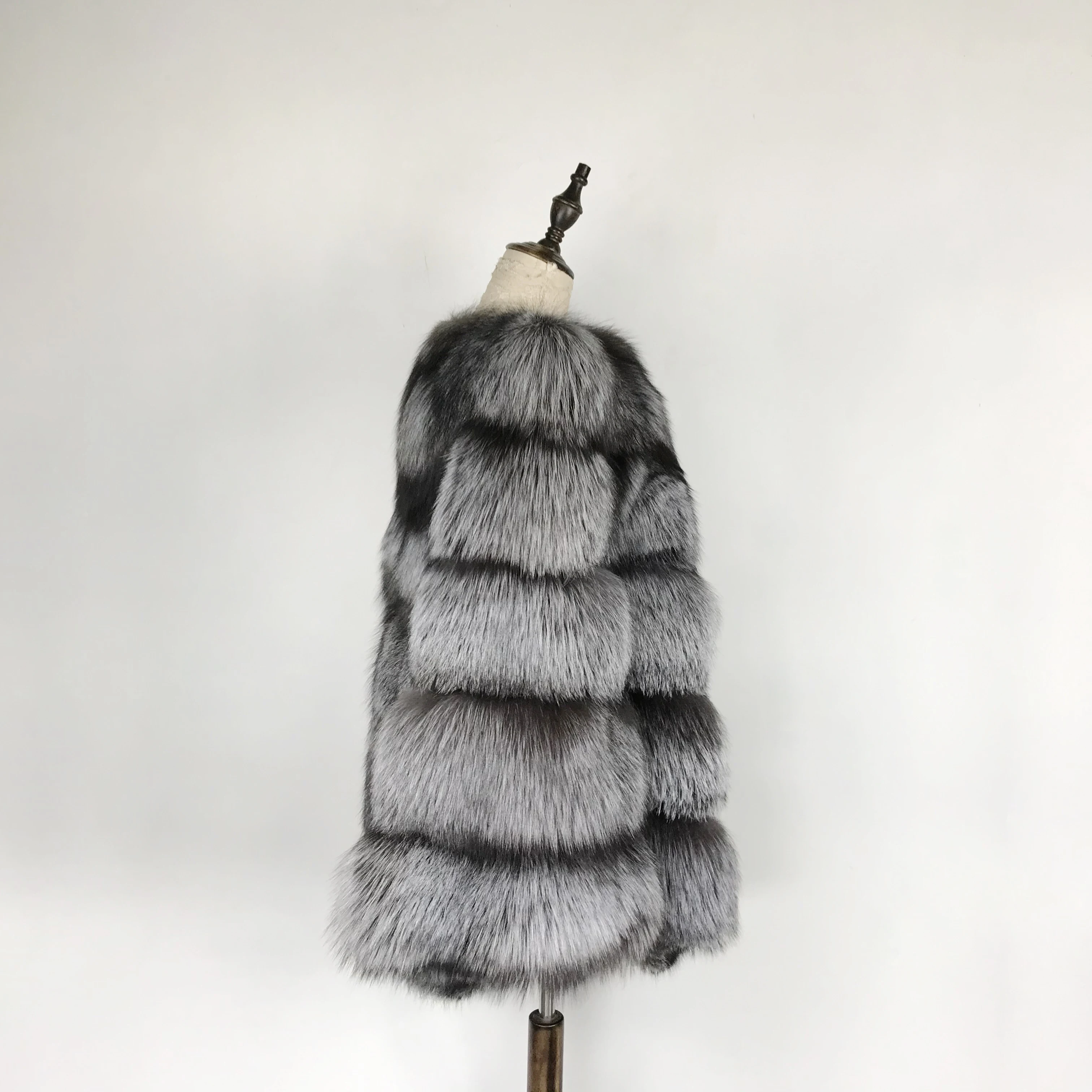 FURSARCAR 2021 New Luxury Real Fox Fur Coat Women Winter Nature Silver Fox Fur Cape Plus Size Long Real Fur Poncho Jacket